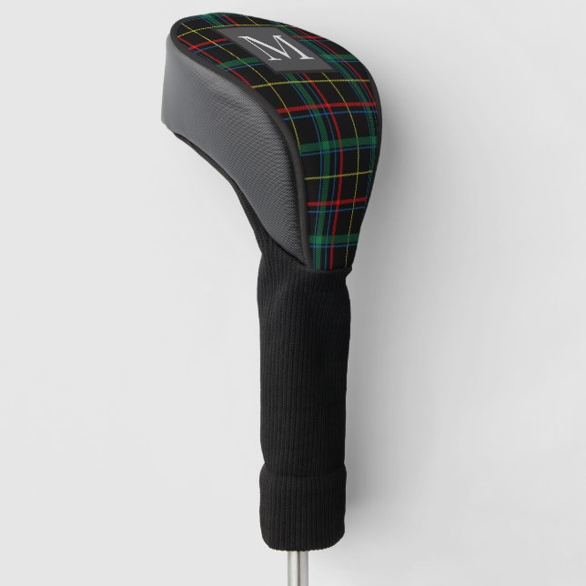 ANY LETTER - Men's Golfing Golfer Tartan Monogram Golf Head Cover (Angled)
