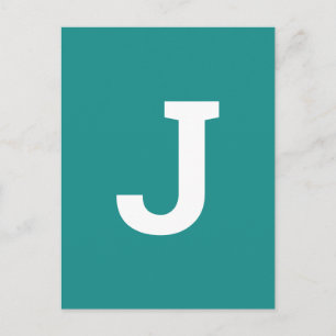 Any Letter Teal Green   Modern Alphabet Initial Postcard