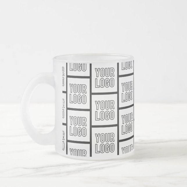 Any Logo or Image Repeating Pattern Frosted Glass Coffee Mug (Left)