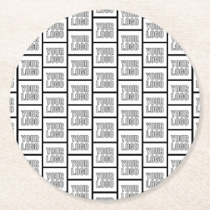 Any Logo or Image Repeating Pattern Round Paper Coaster