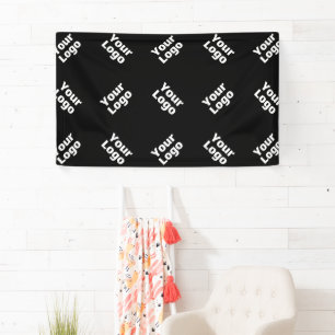 Any Logo or Uploaded Image   Scattered Pattern  Banner