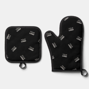 Any Logo or Uploaded Image   Scattered Pattern  Oven Mitt & Pot Holder Set