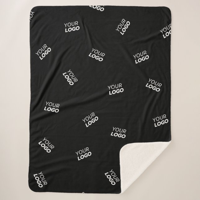 Any Logo or Uploaded Image | Scattered Pattern  Sherpa Blanket (Front)