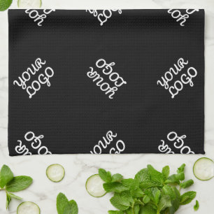 Any Logo or Uploaded Image Scattered Pattern Tea Towel