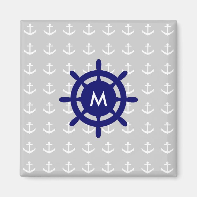 Any Monogram Nautical Anchor Magnet (Front)