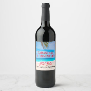 Any Name Beach Sand Retirement Red Fine Wine  Wine Label