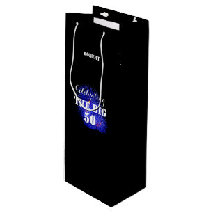 Any Name Celebrating Birthday THE BIG 50  Wine Gift Bag