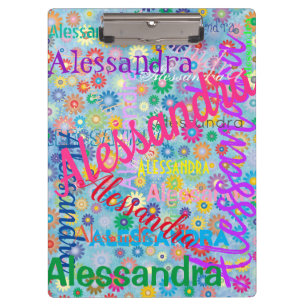 Any Name Collage Clipboard with Flowers