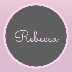 Any Name Cool Editable Pink Script & Border Classic Round Sticker