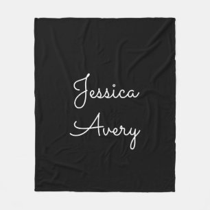 Any Name   Cool Editable White Script on Black Fleece Blanket