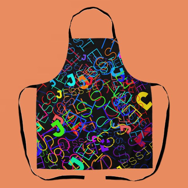 Any Name Customisable Bright Colours & Black Apron (Creator Uploaded)