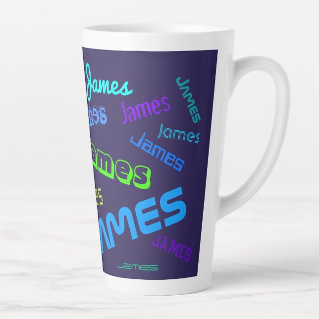 Any Name Customisable Colourful Name Pattern Latte Mug (Right)