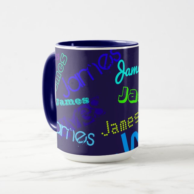Any Name Customisable Colourful Name Pattern Mug (Front Left)