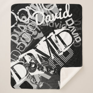 Any Name Customisable Creative Black & White Sherpa Blanket