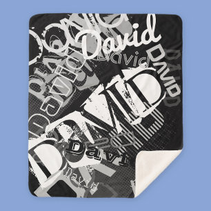 Any Name Customisable Creative Black & White Sherpa Blanket