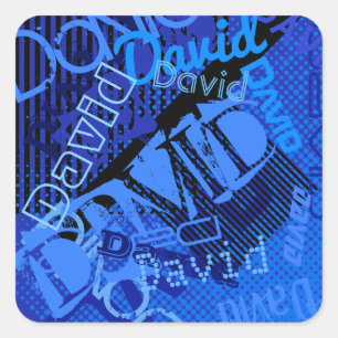 Any Name Customisable Creative Blue Square Sticker