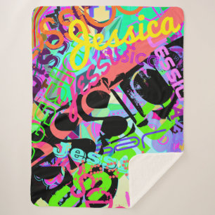 Any Name Customisable Creative Bold Super Colourfu Sherpa Blanket