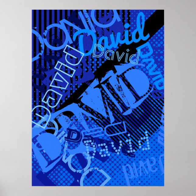 Any Name Customizable Creative Blue Poster (Front)