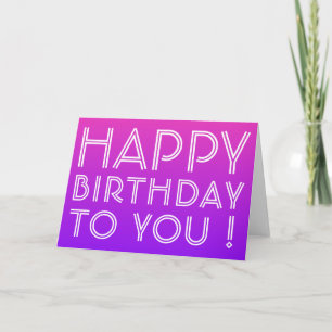 Any Name Editable Happy Birthday Pink Purple Ombre Card