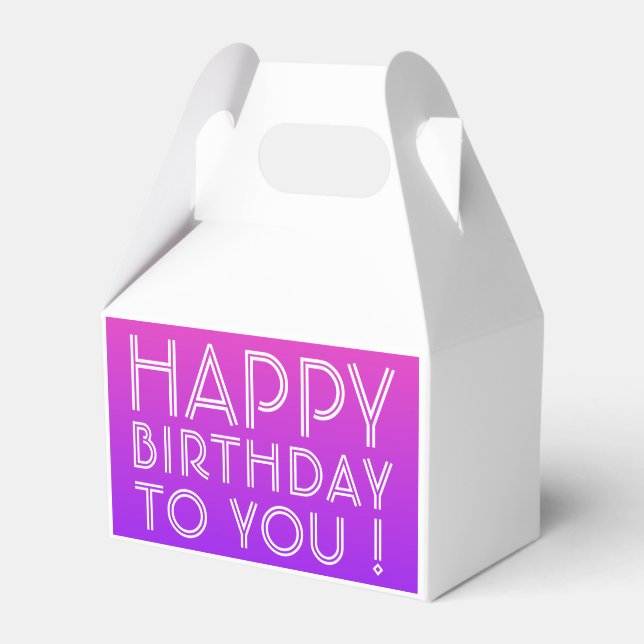 Any Name Editable Happy Birthday Pink Purple Ombre Favour Box (Front Side)