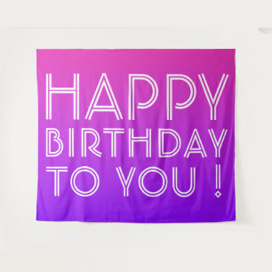 Any Name Editable Happy Birthday Pink Purple Ombre Tapestry