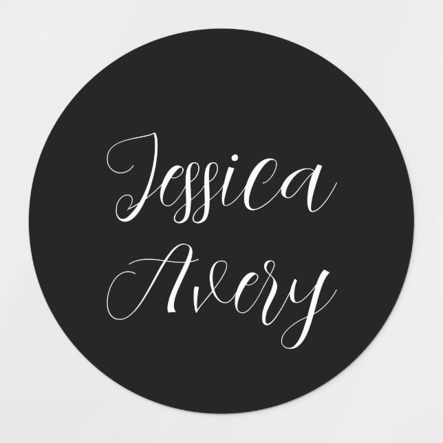 Any Name | Elegant Editable White Script on Black (Design 1)