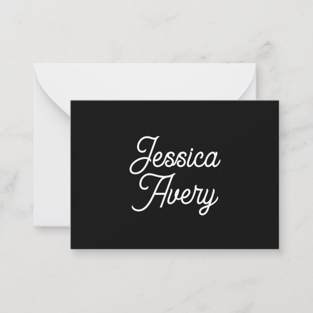 Any Name  | Elegant Vintage White Script on Black Card (Front)