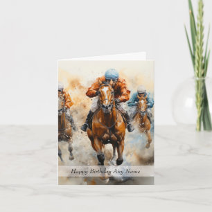 Any Name Horse Racing Birthday Card