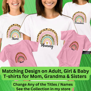 Any Name Mum Mummy Grandma Boho Rainbow Matching T-Shirt