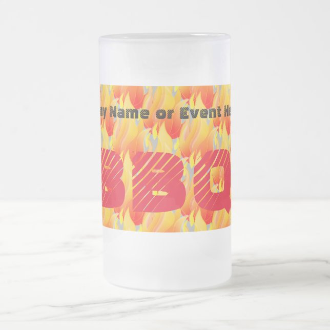Any Name or Event BBQ - Frosted Glass Beer Mug (Center)