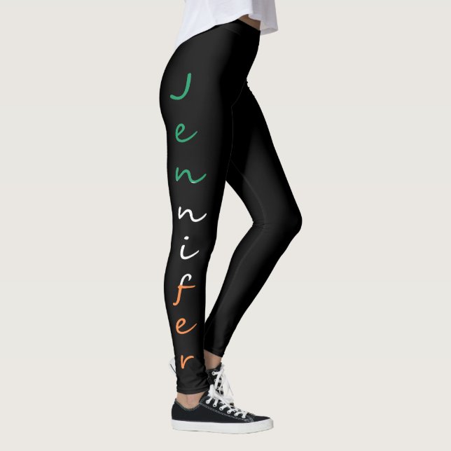 Any Name Overlaid On Irish Flag lecnt Leggings (Right)
