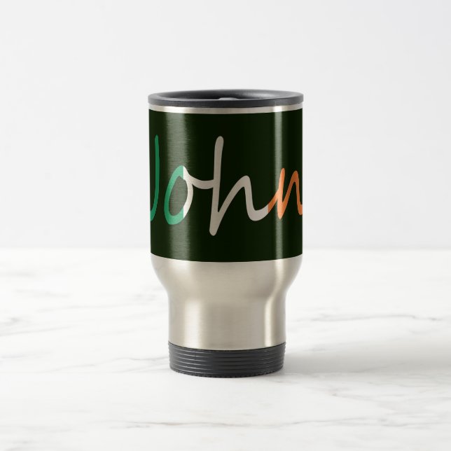 Any Name Overlaid On Irish Flag mugcnt Travel Mug (Center)