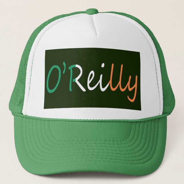 Any Name Overlaid On Irish Flag thcn Trucker Hat (Front)