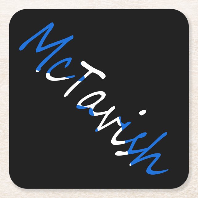 Any Name overlaid on Scottish Flag coastercnt Square Paper Coaster (Front)