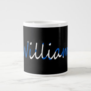 Any Name overlaid on Scottish Flag mugt Large Coffee Mug