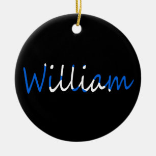 Any Name overlaid on Scottish Flag orncnt Ceramic Tree Decoration