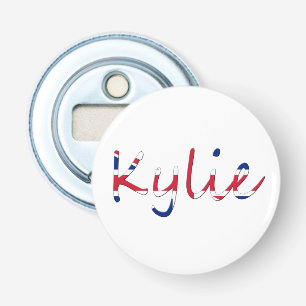 Any Name overlaid on Union Jack Flag bocn Bottle Opener