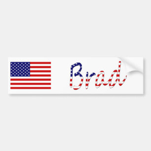 Any Name Overlaid On USA Flag bscnt Bumper Sticker