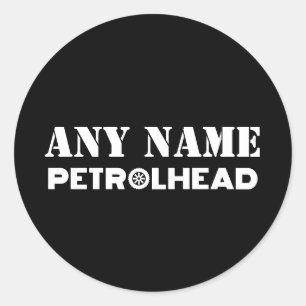 Any Name Personalised Petrolhead Classic Round Sticker