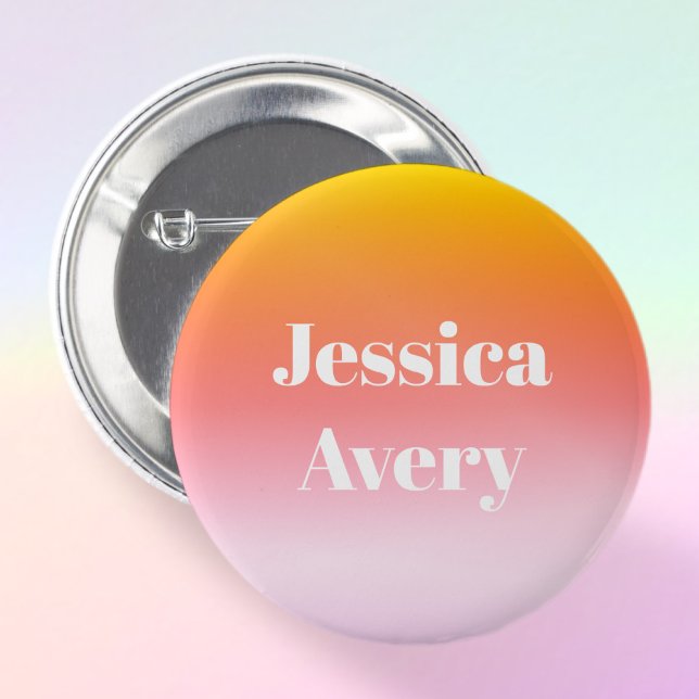 Any Name | Retro-Modern Styled Text Colourful Ombr 6 Cm Round Badge (Creator Uploaded)