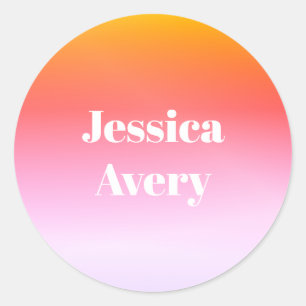 Any Name   Retro-Modern Styled Text Colourful Ombr Classic Round Sticker
