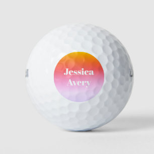 Any Name   Retro-Modern Styled Text Colourful Ombr Golf Balls