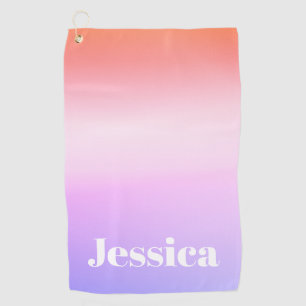 Any Name Retro-Modern Styled Text Colourful Ombr Golf Towel