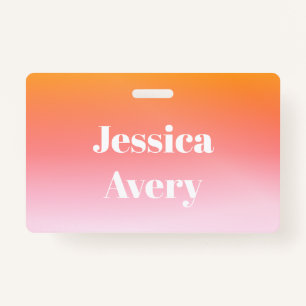 Any Name Retro-Modern Styled Text Colourful Ombr ID Badge