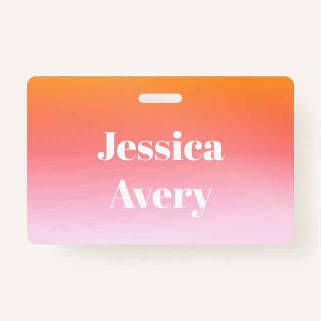Any Name | Retro-Modern Styled Text Colourful Ombr ID Badge (Front)