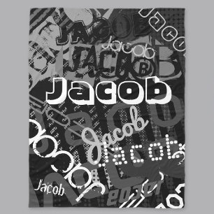 Any Name Street Art Look Black & White Fleece Blanket