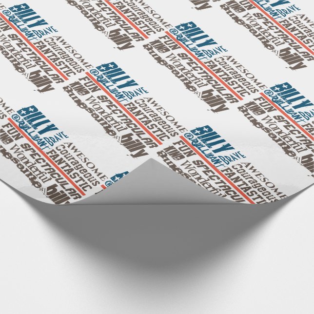Any Name USA Flag Thin Line Personalised Wrapping Paper (Corner)