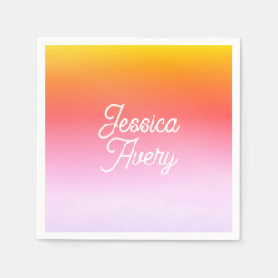Any Name Vintage Styled Text Colourful Ombre Napkin