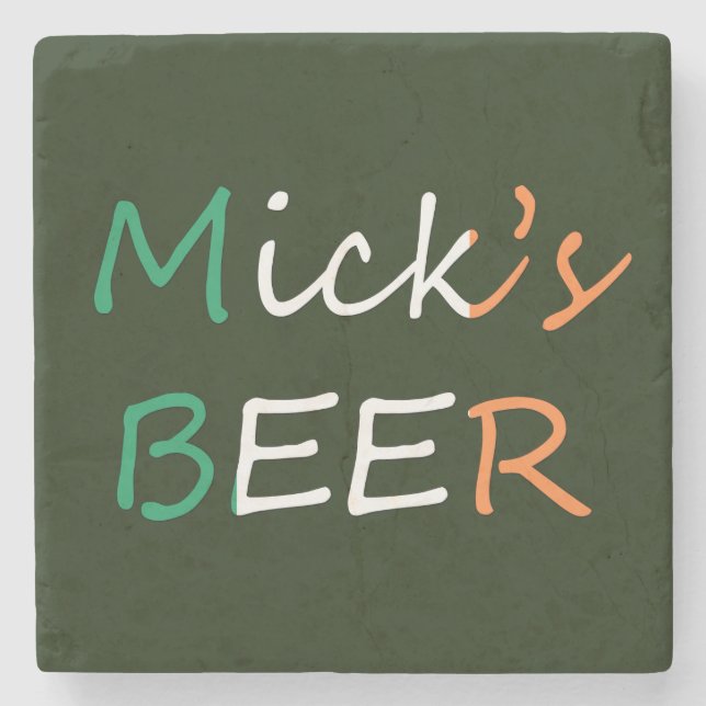Any Name's Beer on Irish Flag coastercnt Stone Coaster (Front)