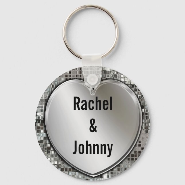 Any Names On Silver Heart Keychain (Front)